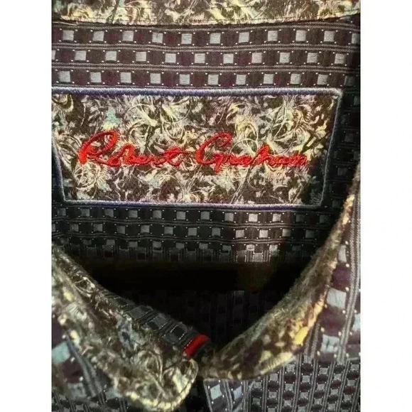 ROBERT GRAHAM Mens Dress Shirt BLUE Plaid Classic Fit Size L - Picture 2 of 7